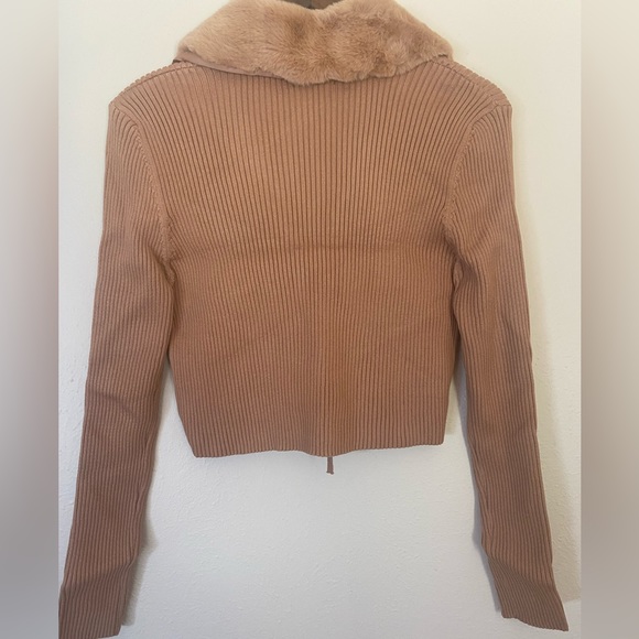 NWOT Love Tree Camel Tie-Accent Shawl Collar Cardigan - Picture 3 of 7